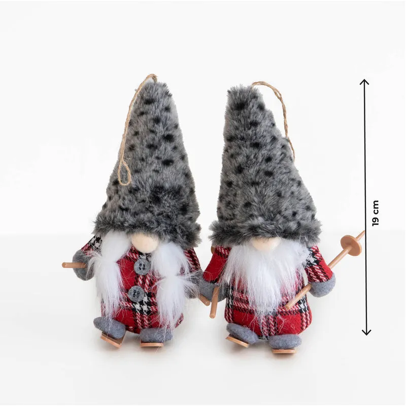 Set 4 Gnomi Natalizi 22 cm con Sci e Slitta Decorazioni Natale in Feltro Il Gruppone