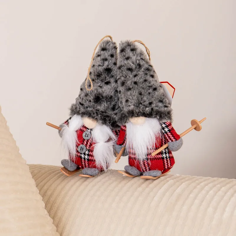Set 4 Gnomi Natalizi 22 cm con Sci e Slitta Decorazioni Natale in Feltro Il Gruppone