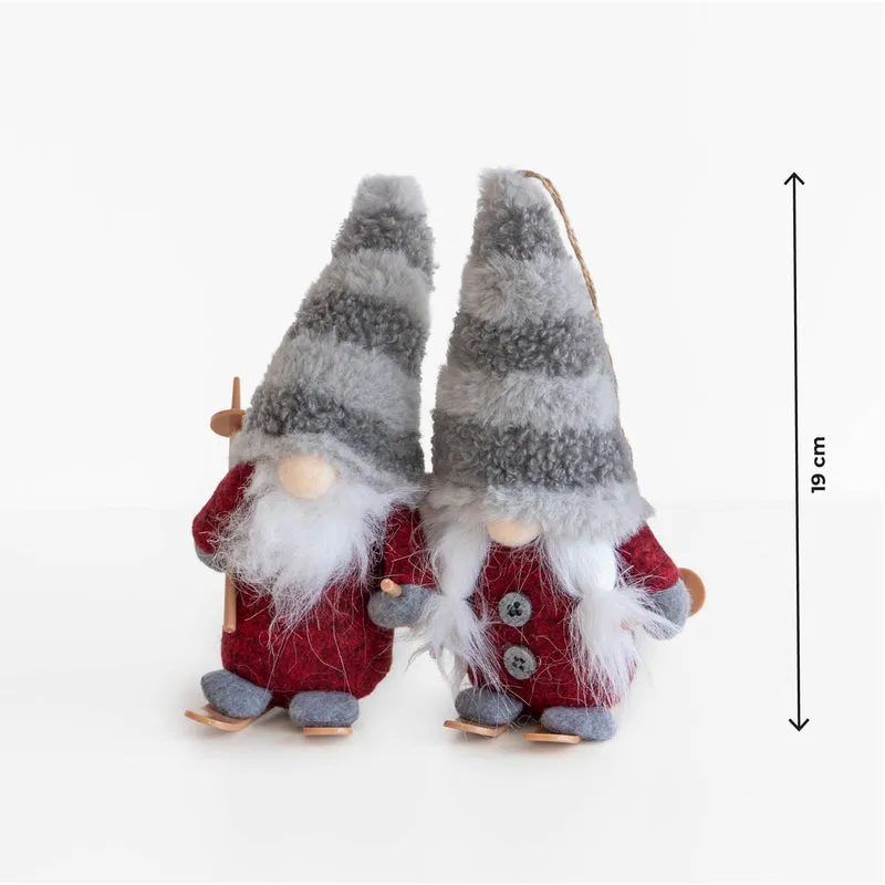 Set 4 Gnomi Natalizi 22 cm con Sci e Slitta Decorazioni Natale in Feltro Il Gruppone