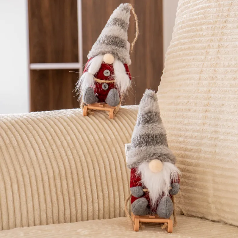 Set 4 Gnomi Natalizi 22 cm con Sci e Slitta Decorazioni Natale in Feltro Il Gruppone