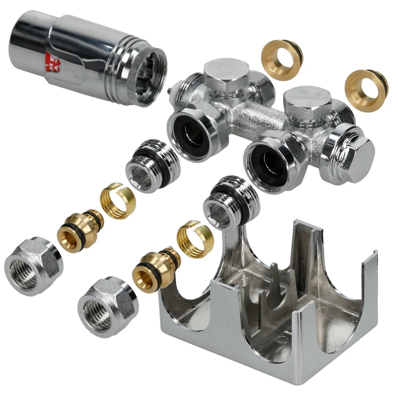 Badheizkörper Mittelanschluss 500x1400 mm Chrome mit Universal Anschlussgarnitur LuxeBath