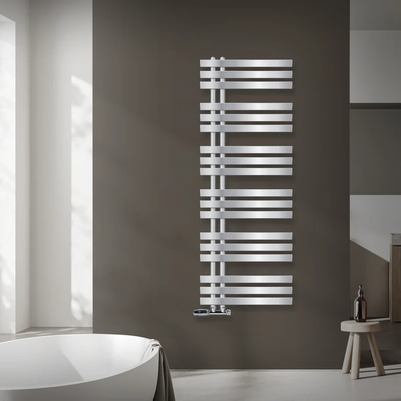 Badheizkörper Mittelanschluss 500x1400 mm Chrome mit Wand Anschlussgarnitur LuxeBath