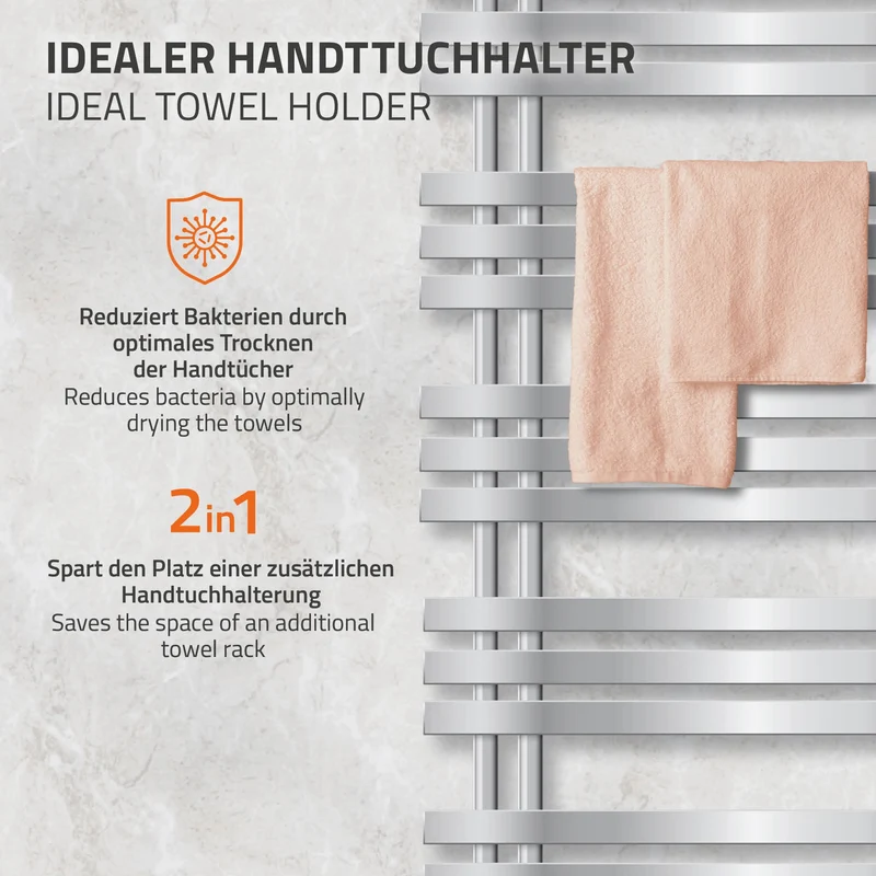 Badheizkörper Iron EM mit Heizstab 900W 500x1400 mm Chrome