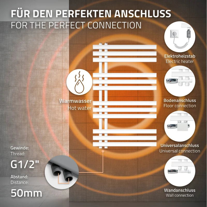 Badheizkörper mit Heizstab 600W 600x1000 mm Weiß LuxeBath