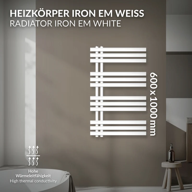 Badheizkörper 600x1000 mm Weiß LuxeBath