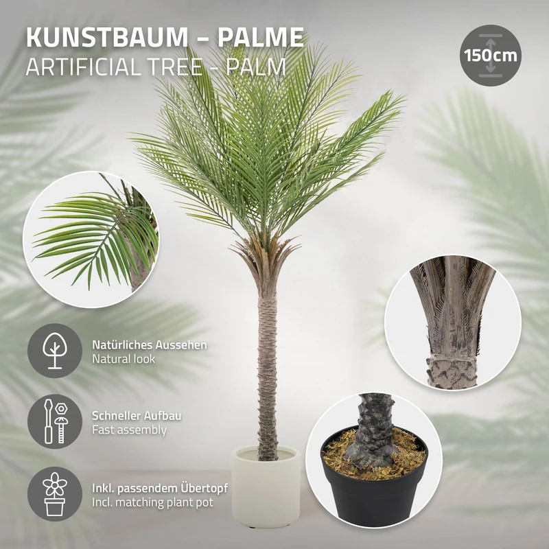 Künstliche Palme Tropische Kunstpalme im Topf ML-Design