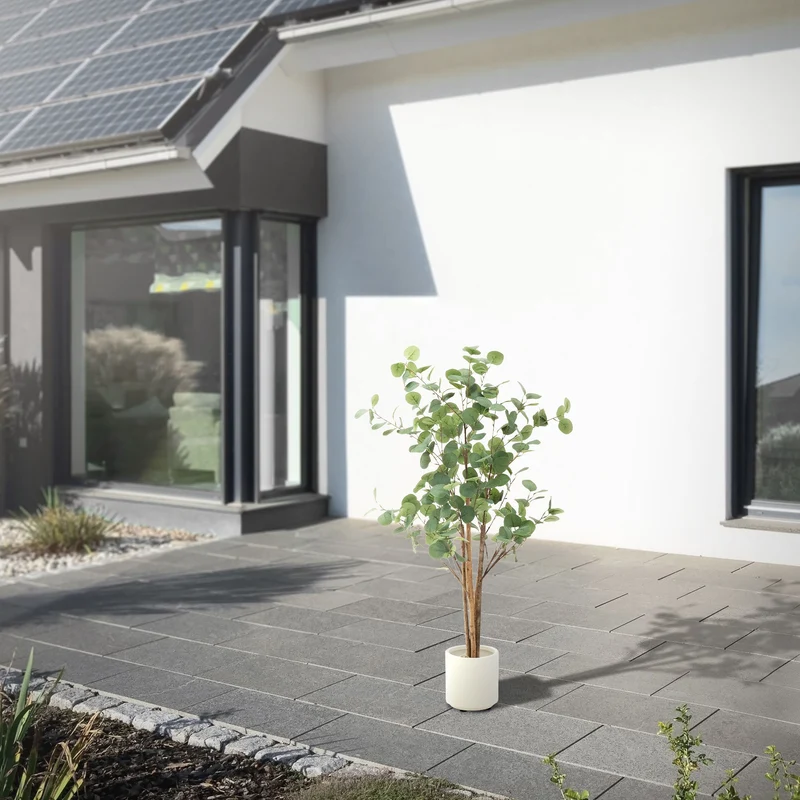 Künstlicher Eukalyptusbaum Kunstpflanze mit Naturholzstamm ML-Design