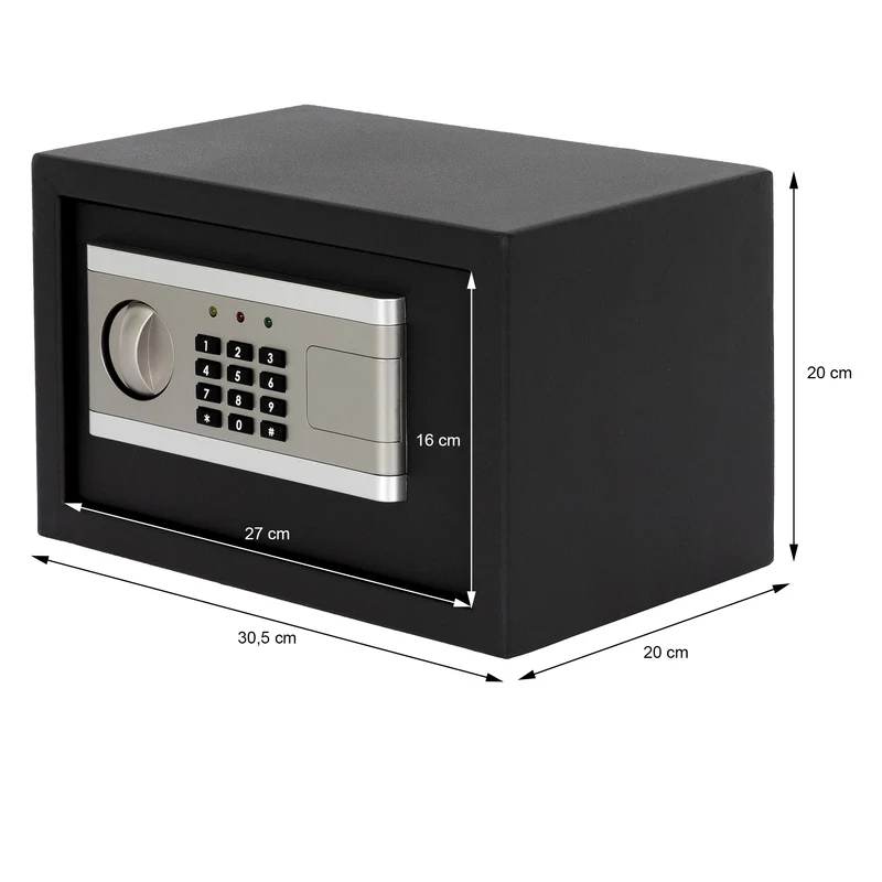 Elektronischer Tresor mit Alarm Schwarz aus Metall