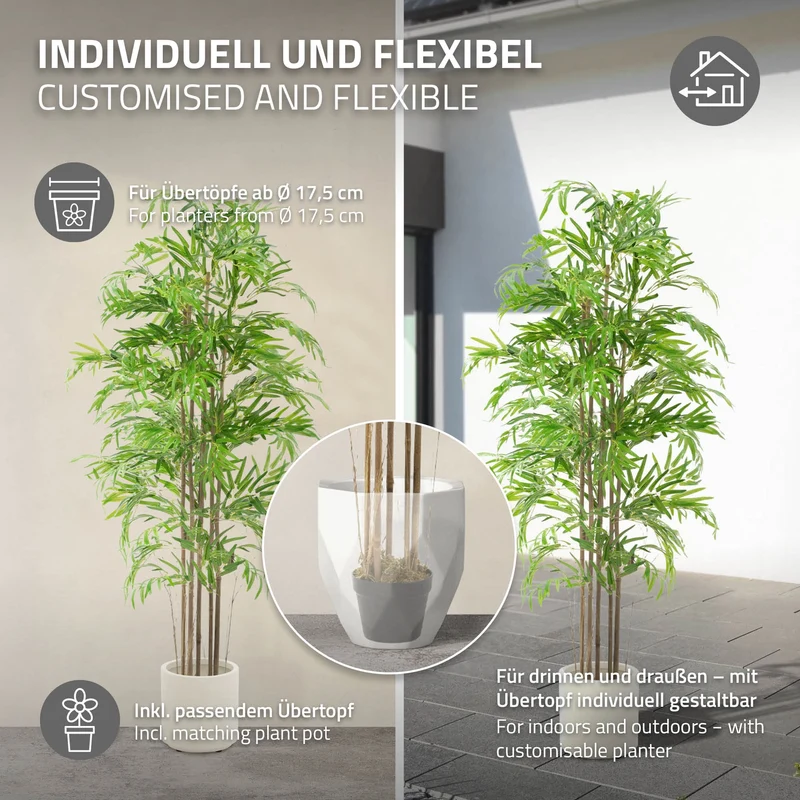 Künstlicher Bambus Kunstpflanze mit Echtholzstamm ML-Design