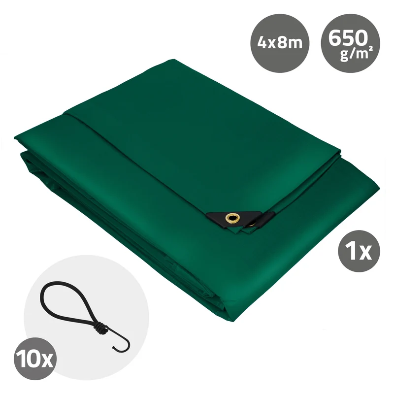 Abdeckplane Gewebeplane mit Ösen 650g Grün aus PVC