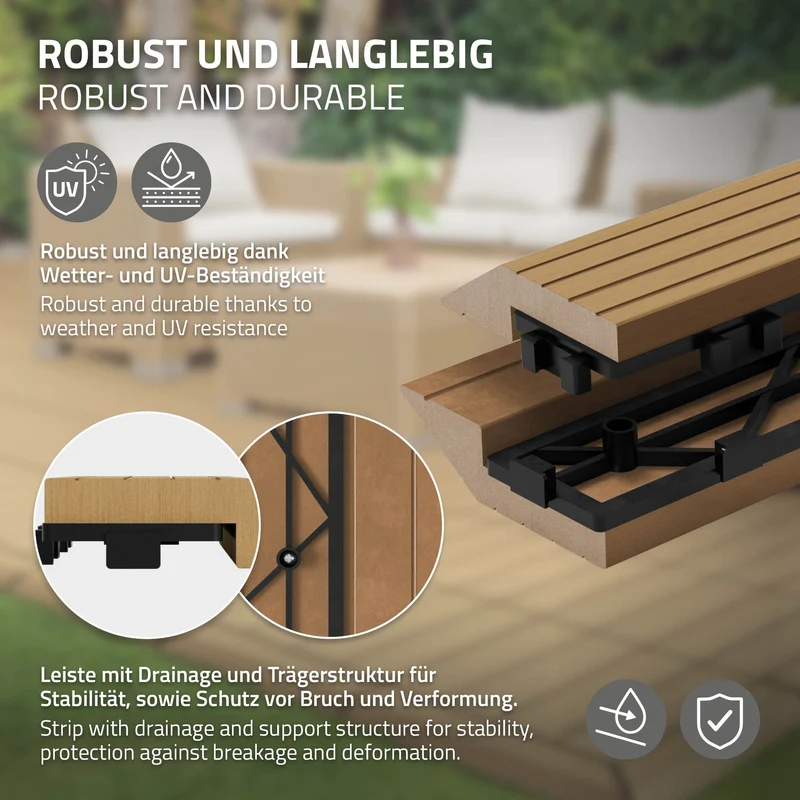 WPC Abschlussleiste 30x2x7,5 cm für WPC Bodenfliese gerade Teak ML-Design