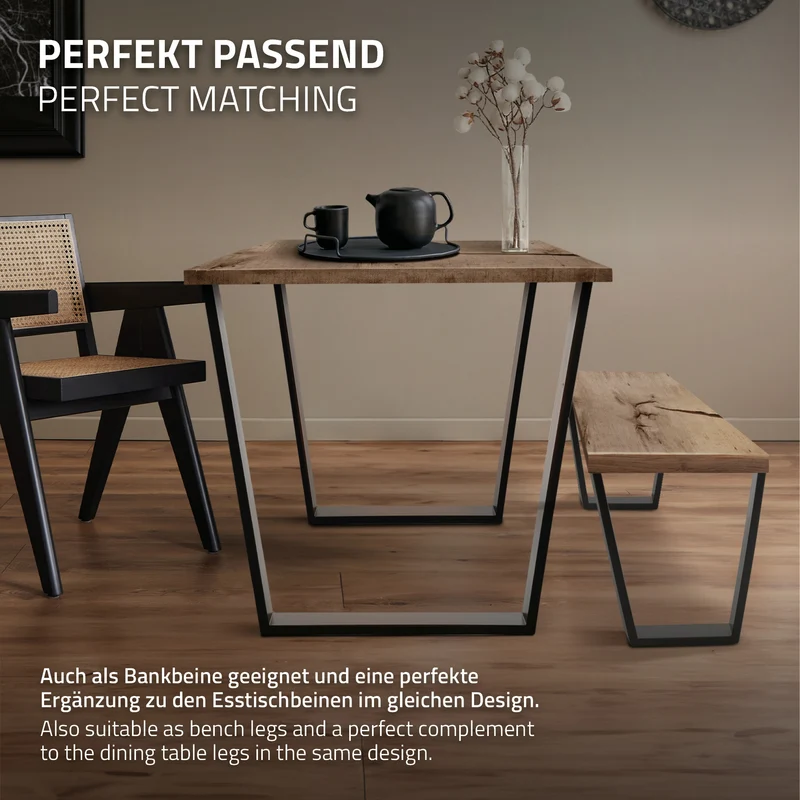 Tischbeine Tischgestell 2er Set V-Design aus Stahl ML-Design