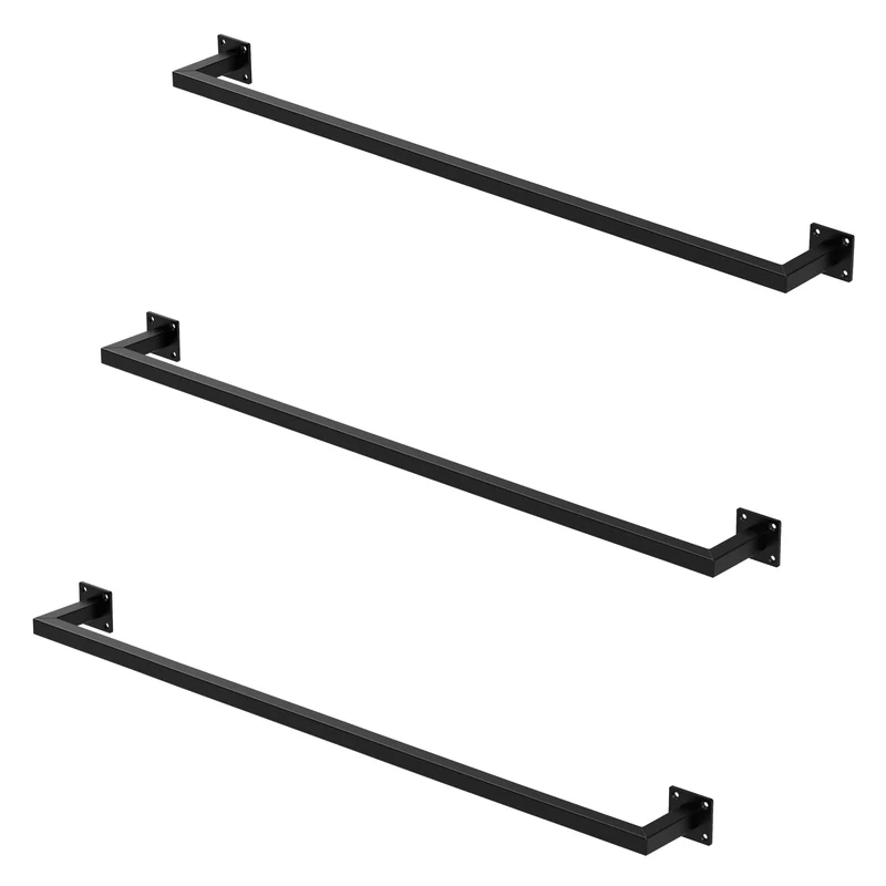 Kleiderstange Garderobe Wandmontage Schwarz aus Stahl ML-Design