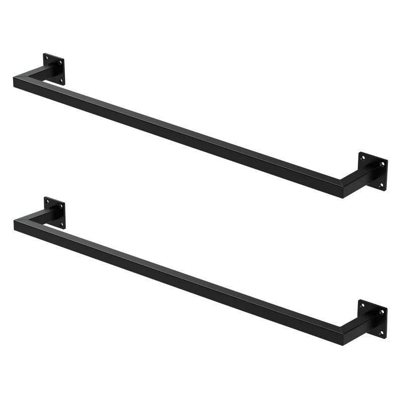 Kleiderstange Garderobe Wandmontage Schwarz aus Stahl ML-Design