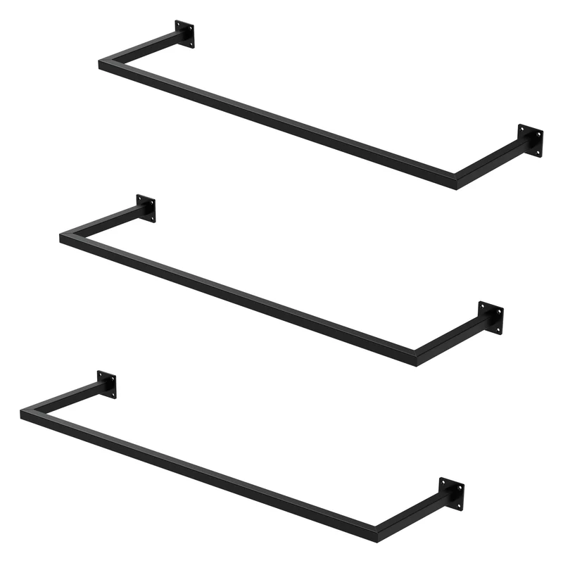 Kleiderstange Garderobe Wandmontage Schwarz aus Stahl ML-Design