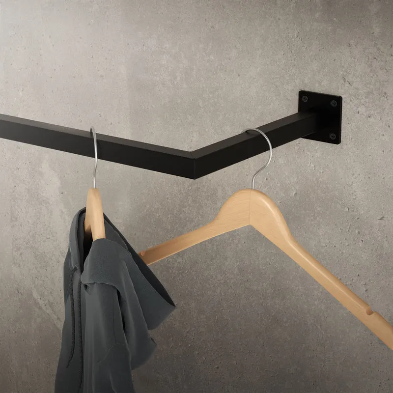Kleiderstange Garderobe Wandmontage Schwarz aus Stahl ML-Design