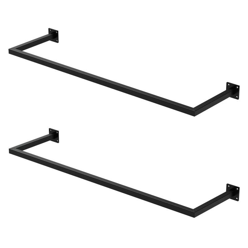 Kleiderstange Garderobe Wandmontage Schwarz aus Stahl ML-Design
