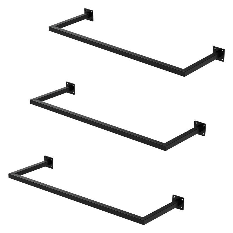 Kleiderstange Garderobe Wandmontage Schwarz aus Stahl ML-Design