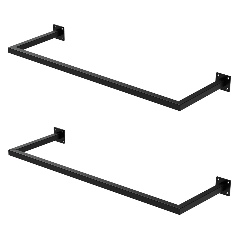 Kleiderstange Garderobe Wandmontage Schwarz aus Stahl ML-Design