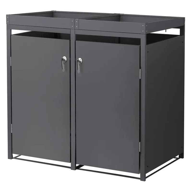 Mülltonnenbox Mülltonnenverkleidung mit Pflanzdach für bis zu 4 Tonnen je 240L aus Stahl
