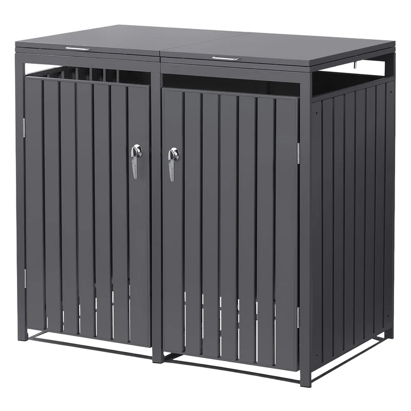 Mülltonnenbox Mülltonnenverkleidung Lamellen-Design für bis zu 4 Tonnen je 240L aus Stahl
