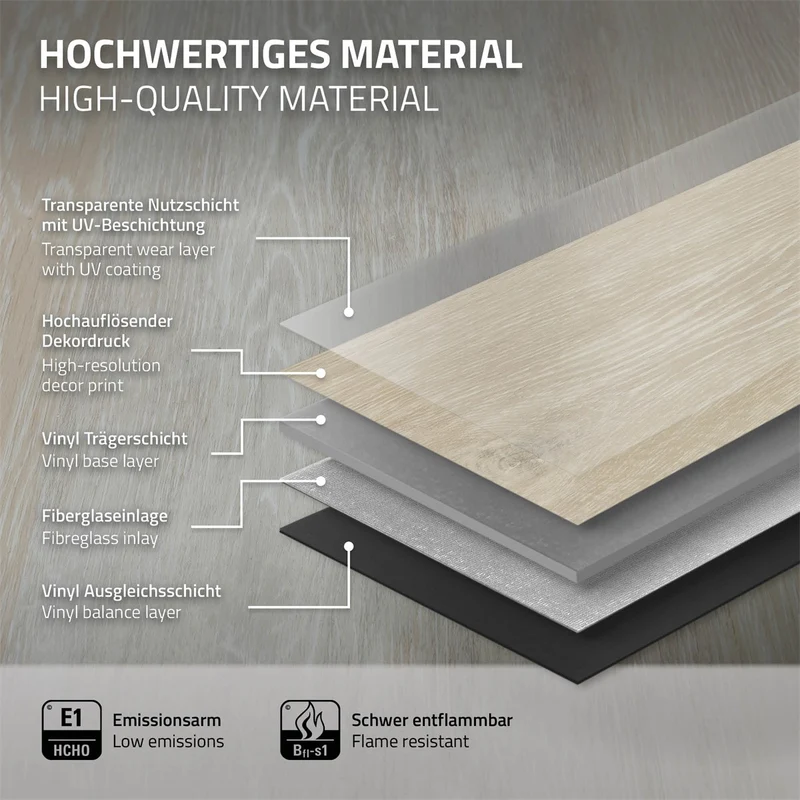 ML-DESIGN | Vinylboden Klick Klicksystem 122 x 18 cm x 4,2 mm PVC Holzoptik Bodenbelag