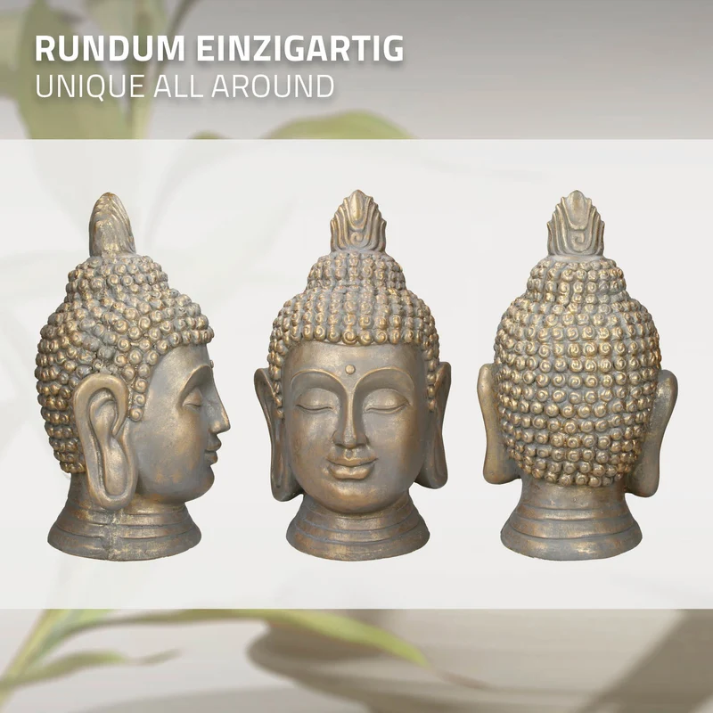 Buddha Kopf Figur 42x38x74,5 cm bronze aus Kunststein