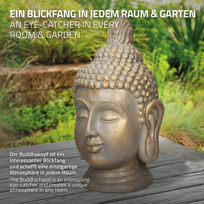 Buddha Kopf Figur 42x38x74,5 cm bronze aus Kunststein