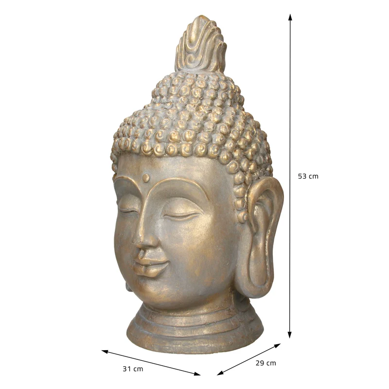 Buddha Kopf Statue 53 cm bronze aus Polyresin
