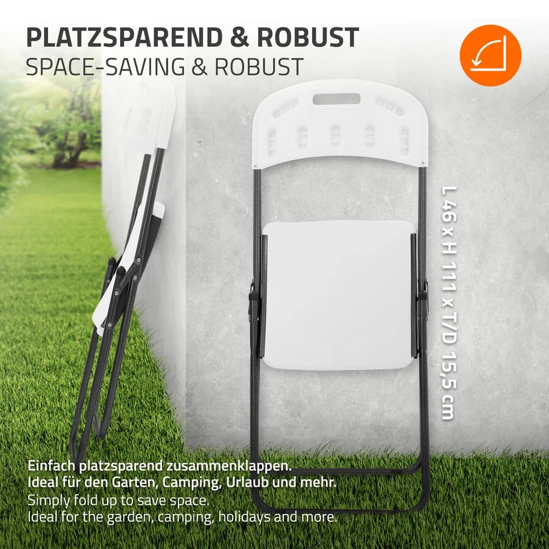 4er Set Balkonstuhl Klappbar Kunststoff Weiß Bistrostuhl Gartenstuhl