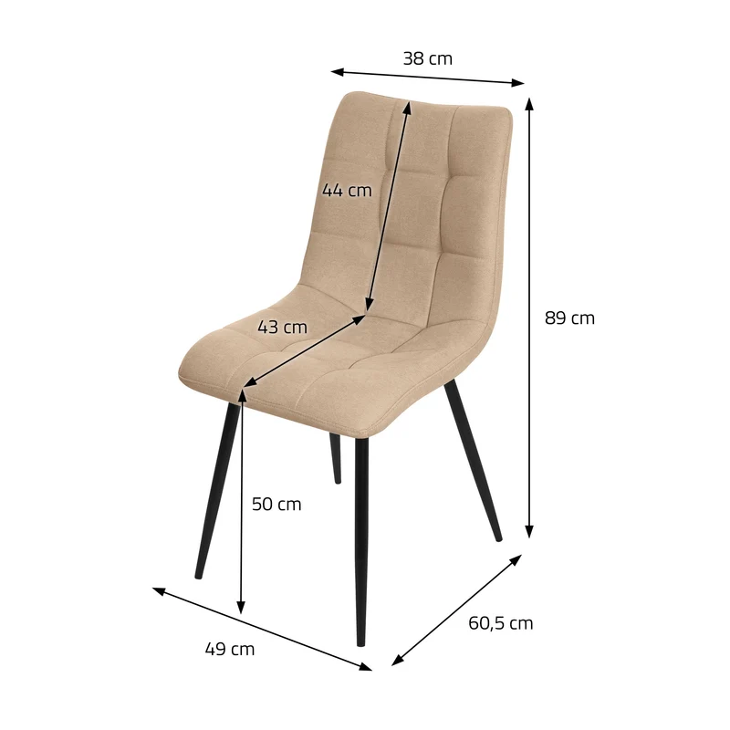 Esszimmerstühle 6er Set Hellbraun Küchenstuhl mit Polyesterbezug und Stahlbeinen ML-Design