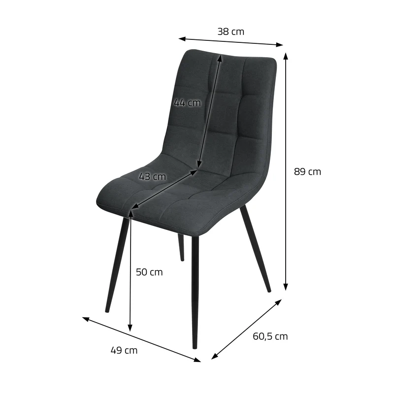 Esszimmerstühle 6er Set Anthrazit Küchenstuhl mit Polyesterbezug und Stahlbeinen ML-Design