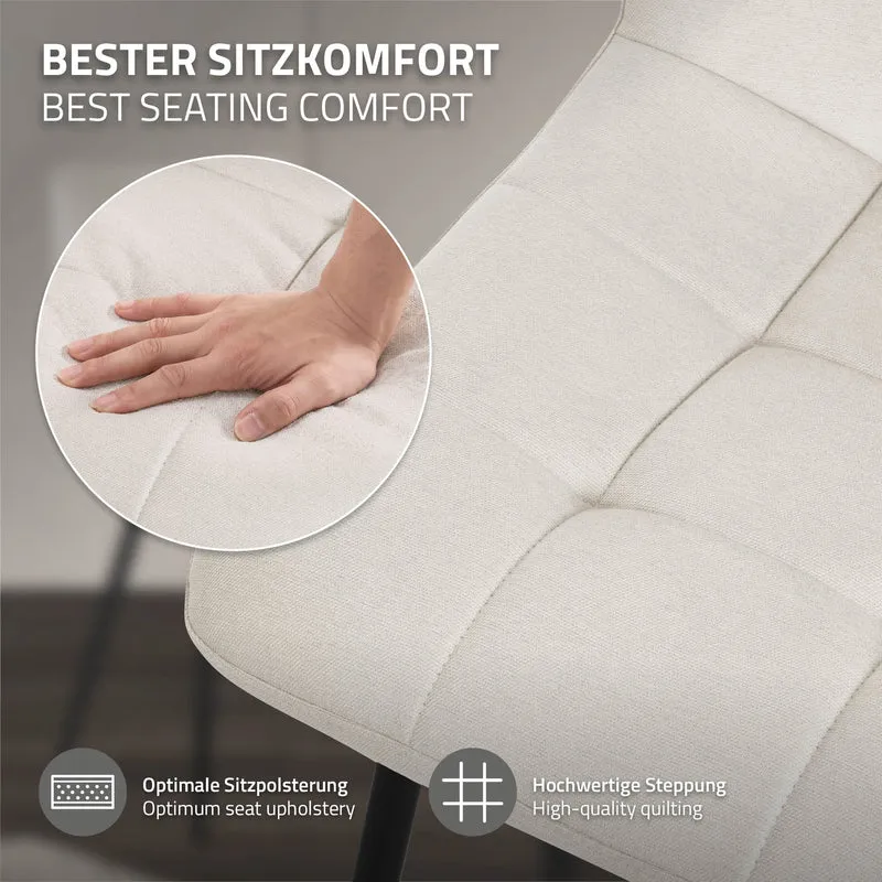 Esszimmerstühle 2er Set Beige Küchenstuhl mit Polyesterbezug und Stahlbeinen ML-Design