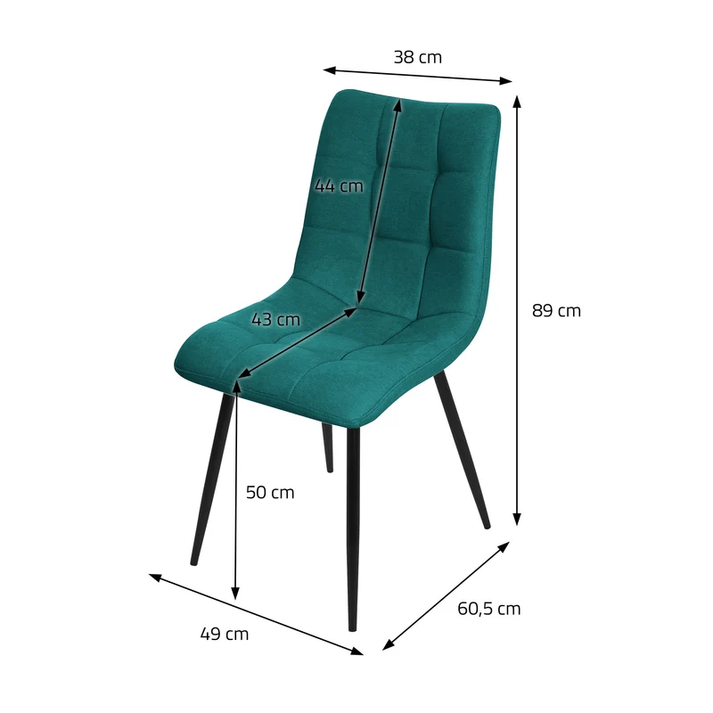 Esszimmerstühle 6er Set Petrol Küchenstuhl mit Polyesterbezug und Stahlbeinen ML-Design