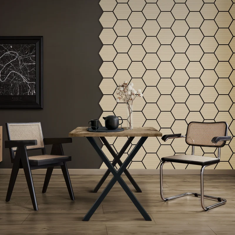 2er Set Akustikpaneele für 1m² Eiche Wandpaneele Hexagon Schalldämmung ML-Design