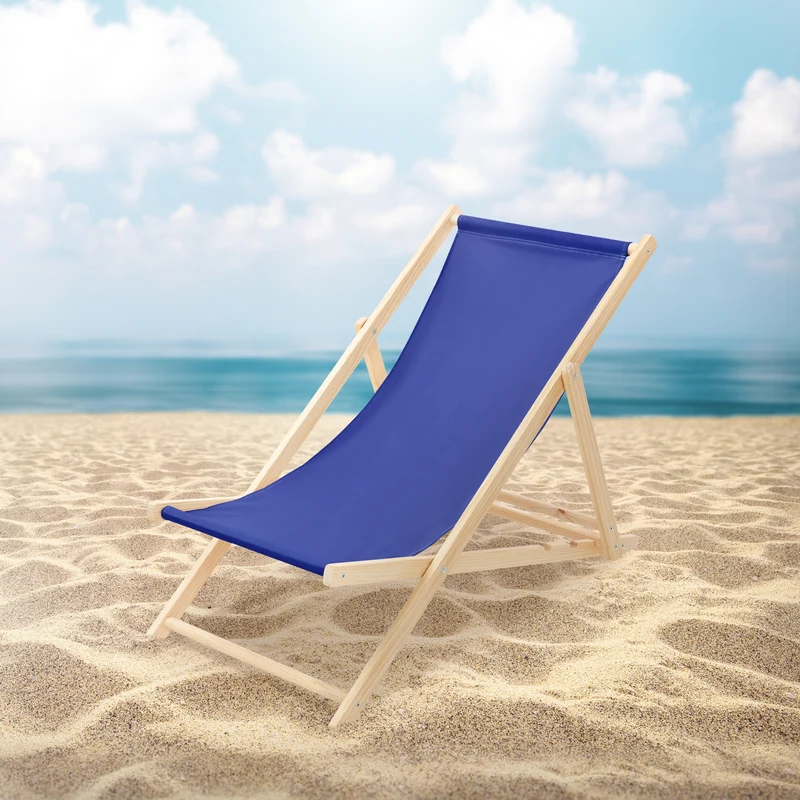 Liegestuhl klappbar Dunkelblau Holz verstellbare Rückenlehne bis 120 kg Sonnenliege Gartenliege Strandliege