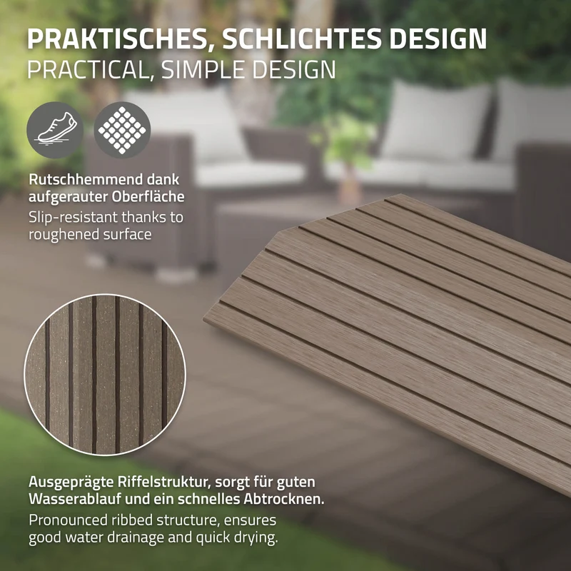 WPC Abschlussleiste 30x2x7,5 cm für WPC Bodenfliese gerade Dunkelbraun ML-Design