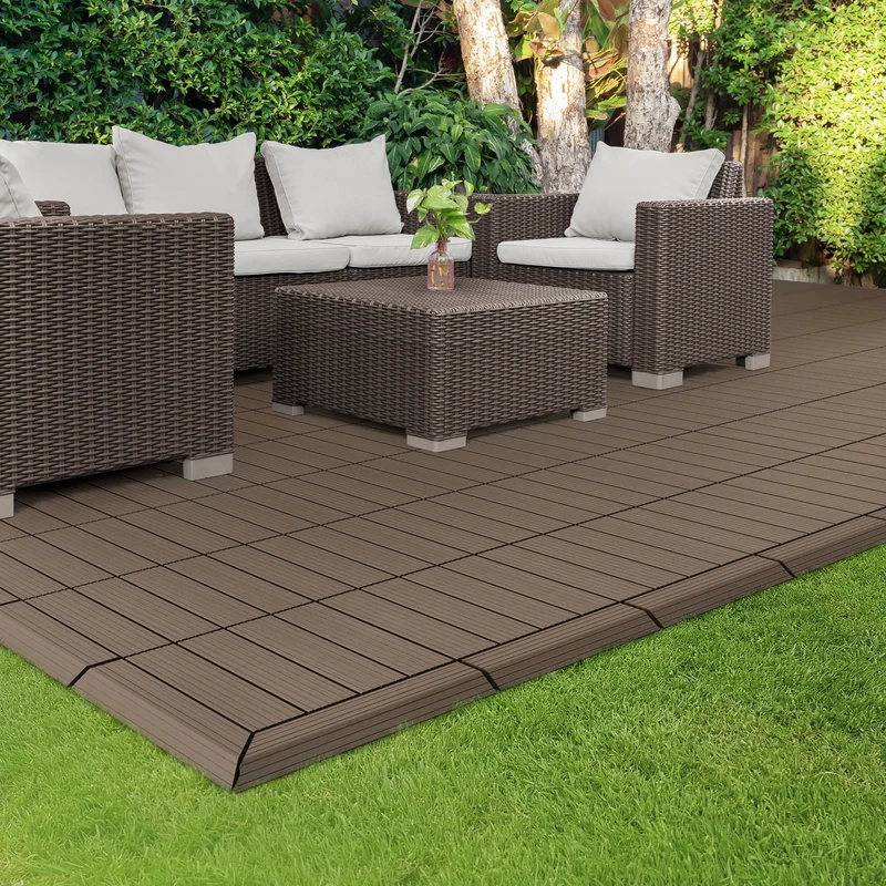 WPC Abschlussleiste 30x2x7,5 cm für WPC Bodenfliese gerade Dunkelbraun ML-Design