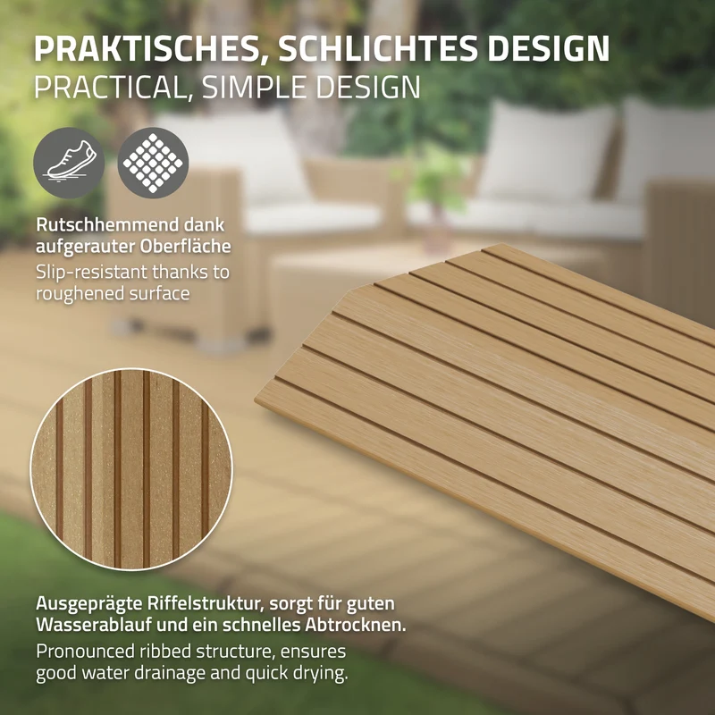 WPC Abschlussleiste 38x2x7,5 cm für WPC Bodenfliese Ecke rechts Teak ML-Design