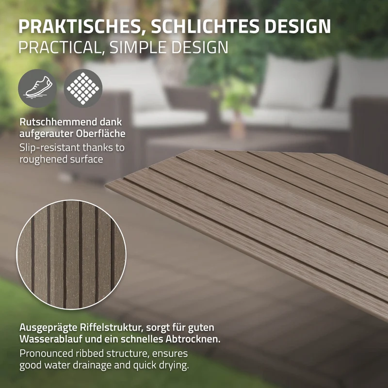 WPC Abschlussleiste 38x2x7,5 cm für WPC Bodenfliese Ecke links Dunkelbraun ML-Design