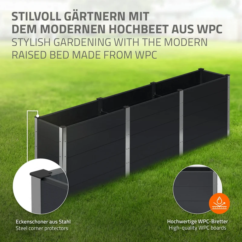 Hochbeet 300x50x91 cm Anthrazit aus WPC ML-Design