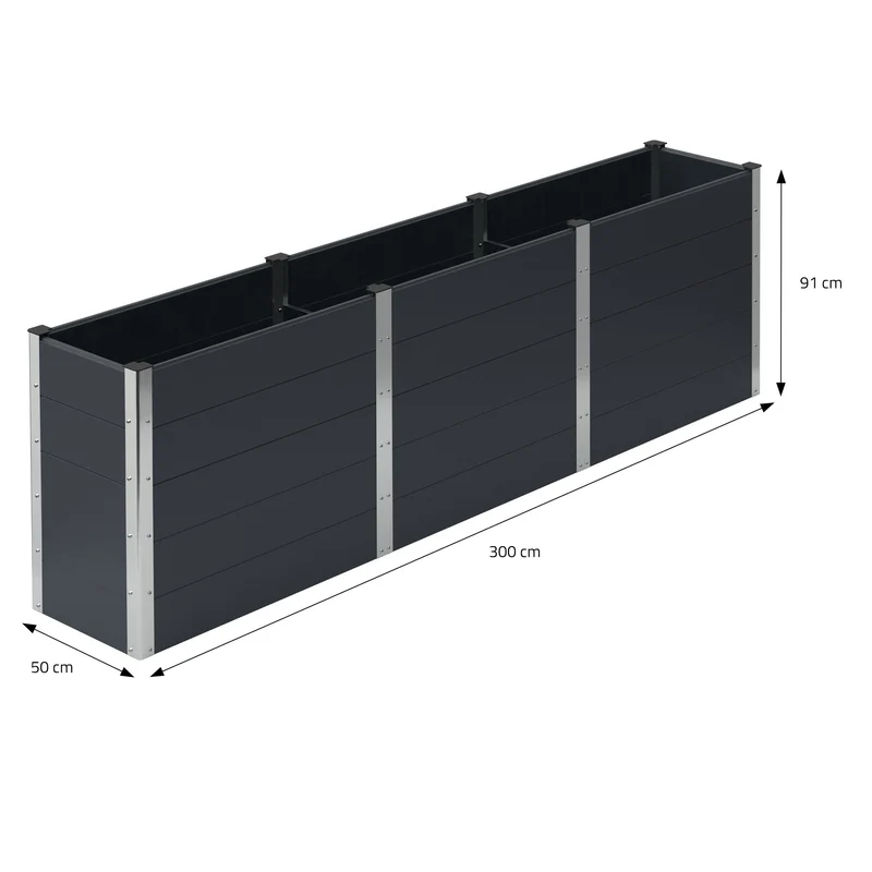 Hochbeet 300x50x91 cm Anthrazit aus WPC ML-Design