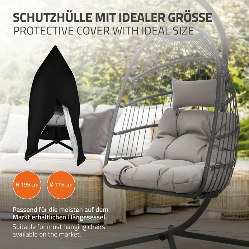 Hängesessel mit Gestell und Kissen Türkisgrün aus Stahl inkl. Abdeckung ML-Design
