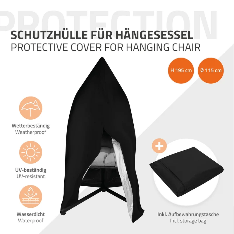 Hängesessel mit Gestell und Kissen Khaki aus Stahl inkl. Abdeckung ML-Design