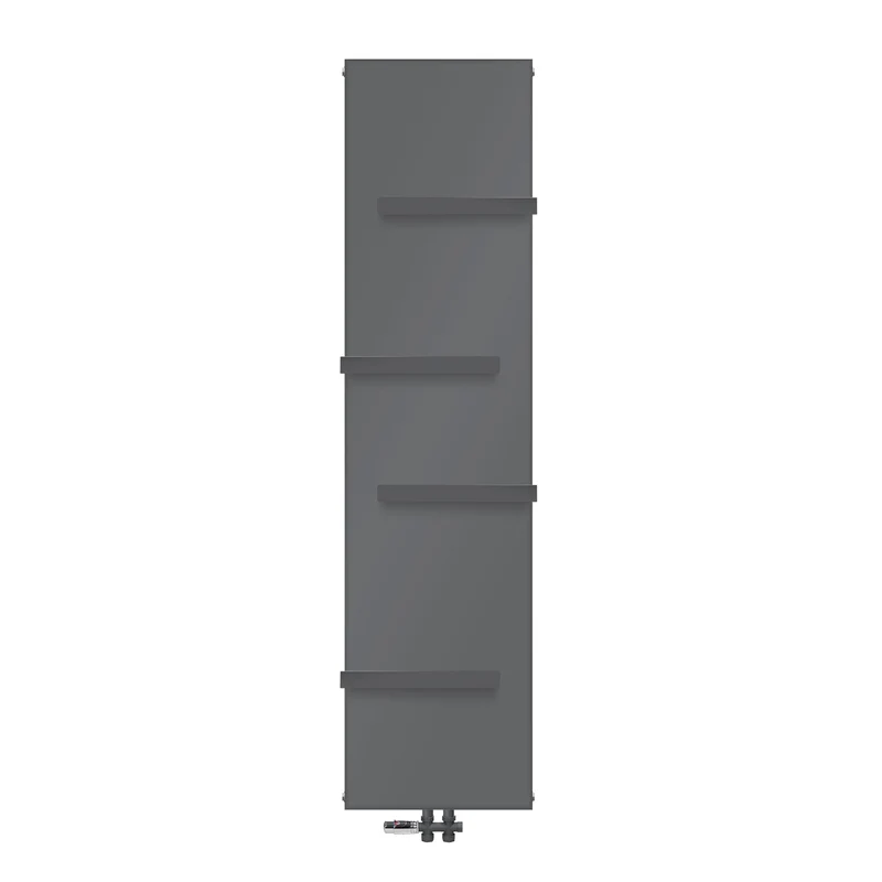 Badheizkörper 452x1800 mm Anthrazit mit Boden Anschlussgarnitur inkl. 4x Handuchhalter ML-Design