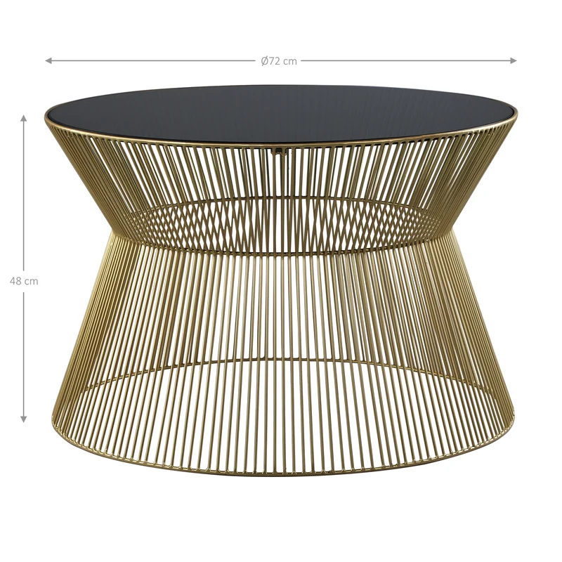 Couchtisch 2er Set Kegelförmig Gold/Schwarz aus Eisen und Glas WOMO-Design