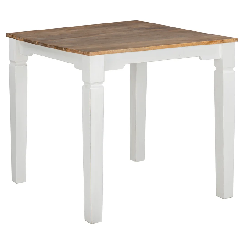 Esstisch mit zwei Stühle 80x80x76 cm Natur/Weiß aus Mangoholz WOMO-DESIGN