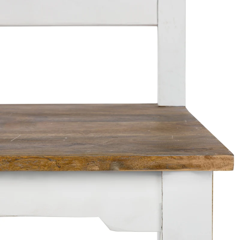 Esstisch mit zwei Stühle 80x80x76 cm Natur/Weiß aus Mangoholz WOMO-DESIGN