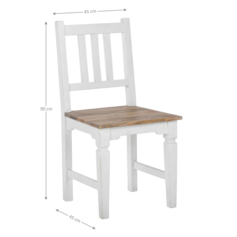 Esstisch mit zwei Stühle 80x80x76 cm Natur/Weiß aus Mangoholz WOMO-DESIGN