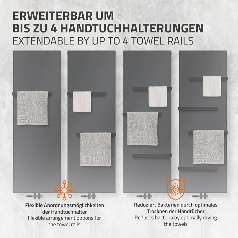 Badheizkörper 1800x452 mm Anthrazit mit Mittelanschluss ML-Design